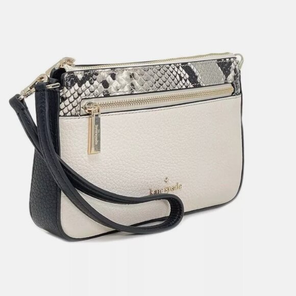 Kate Spade Leila Convertible Wristlet Wallet Clutch Pebble Leather Snake Skin - Picture 2 of 5